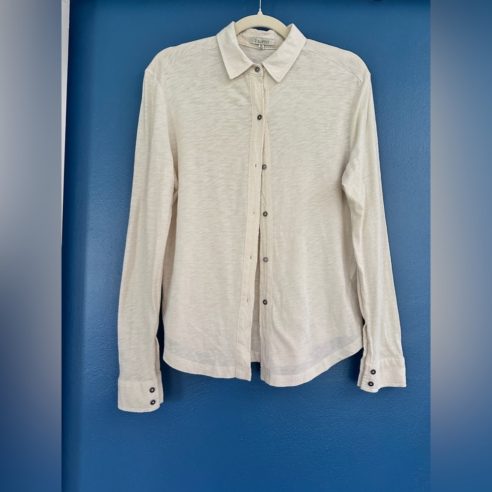Z Supply Cream Button Down Shirt Versatile Top